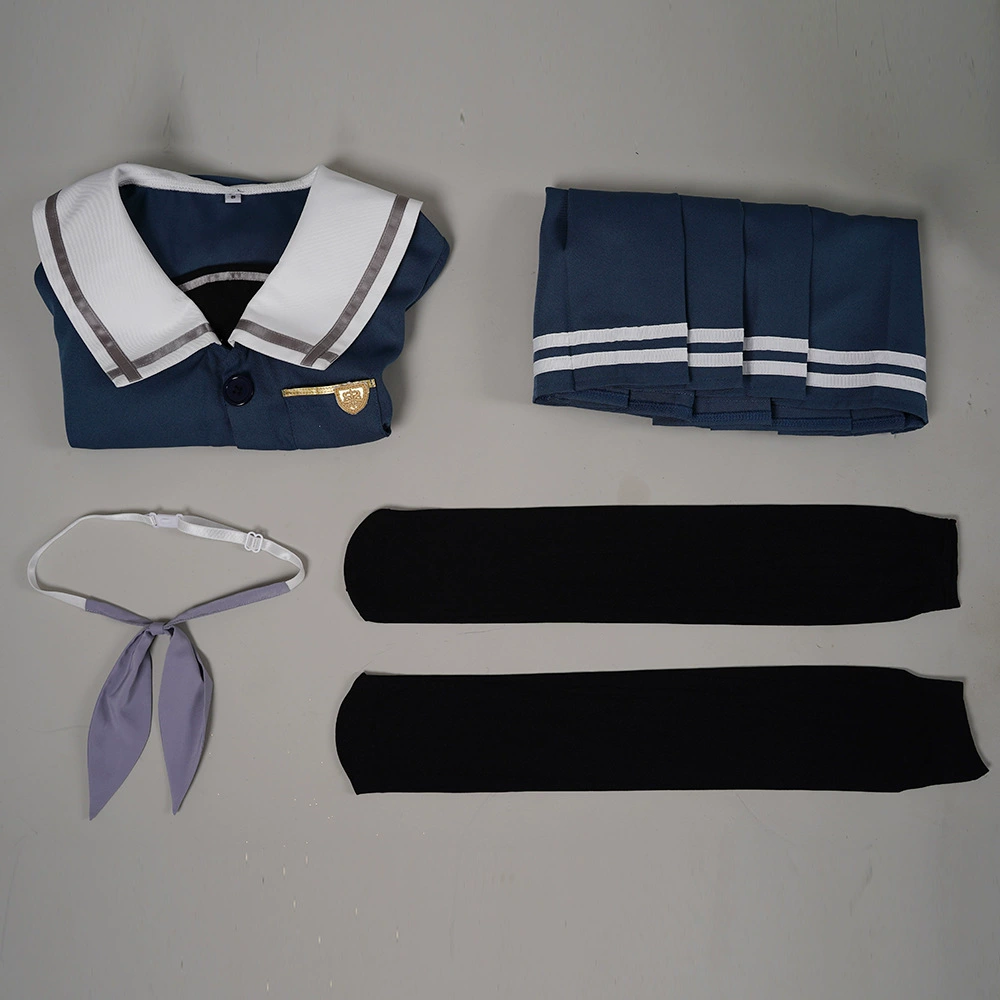 Плиссированная школьная юбка (Wakaba Mu), тёмно‑синяя, косплей, размеры S–XXL
