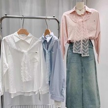 甜美蕾丝披肩套装长袖衬衫女士宽松休闲百搭外套春夏季设计感上衣