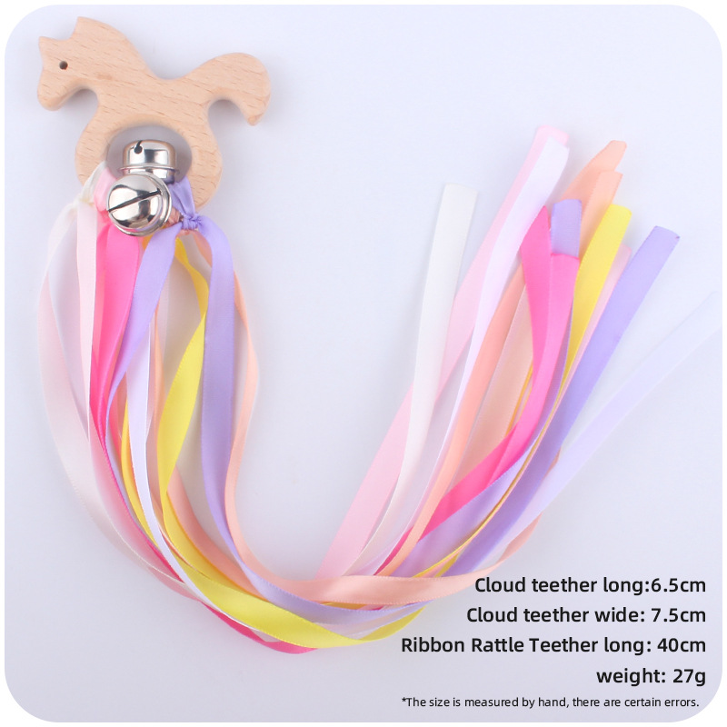 Suministros para bebés de dibujos animados animal anillo de madera mordedor bebé creativo sacudiendo Bell cinta calmante sonajero juguete