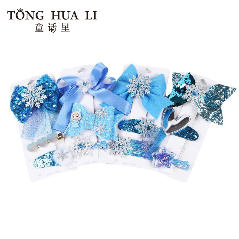 Children's Hairpin Set, New Mesh Bow, Kidsren's Hairpin Creative Style, Frozen Hair Accessories