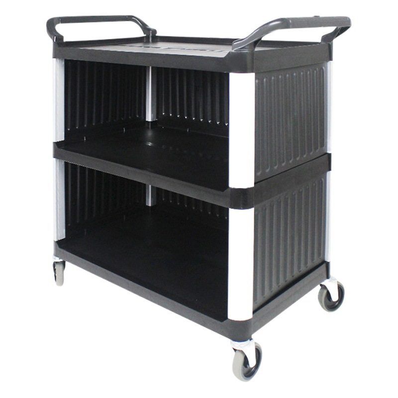 Thickened restaurant plastic push dining car with baffle insulation commercial mobile cart hotel multi-function food delivery car