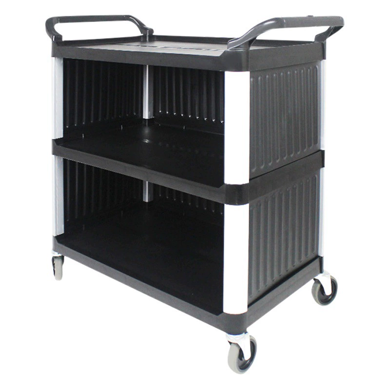 Утолщенный ресторанный пластиковый толкающий автомобиль-ресторан с перегородкой с изоляцией Коммерческая Мобильная тележка гостиничный Многофункциональный автомобиль для доставки еды