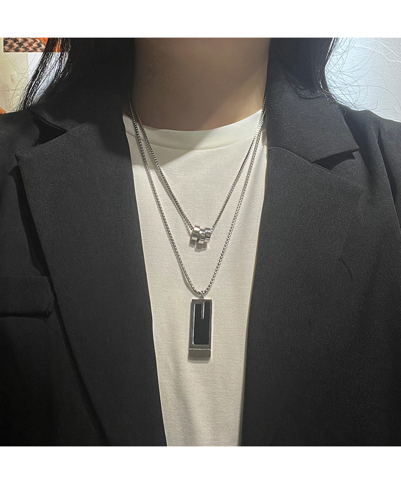 Fashion Square Titanium Steel Plating Sweater Chain 1 Piece