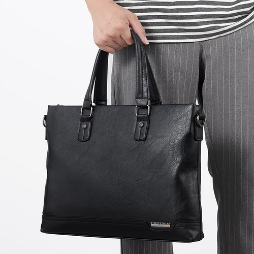 Factory Wholesale New Men's Bag Business Document Shoulder Bag Large Capacity Laptop Bag A4 Document Gift Conference Bag