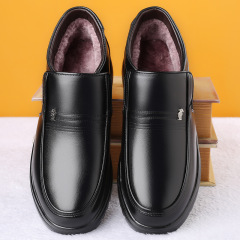 冬季棉鞋男士中老年保暖加絨加厚真皮羊毛爸爸鞋子老人高幫棉皮鞋
