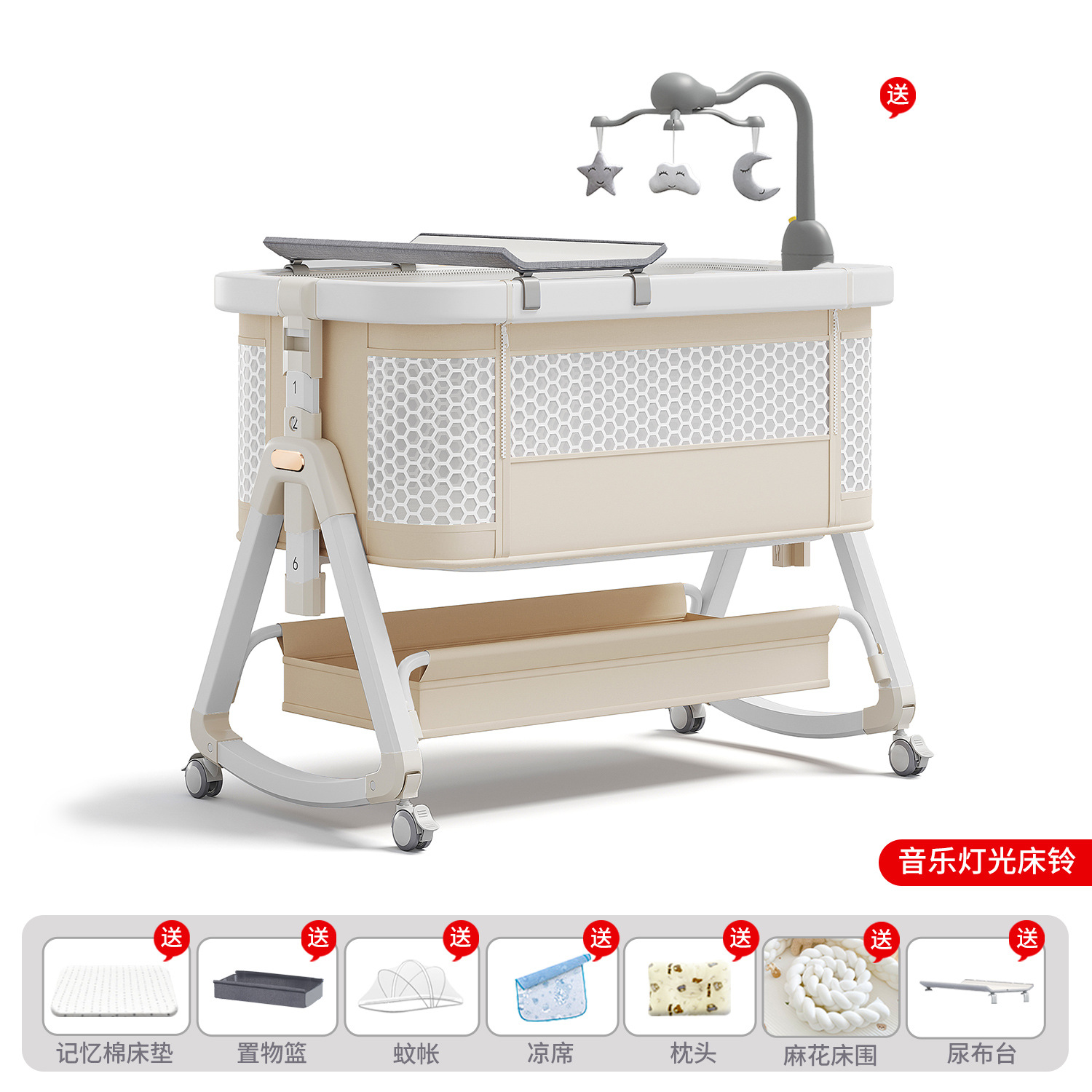 Cama de bebé móvil portátil cuna cama plegable multifuncional BB cama para recién nacidos empalme cama grande