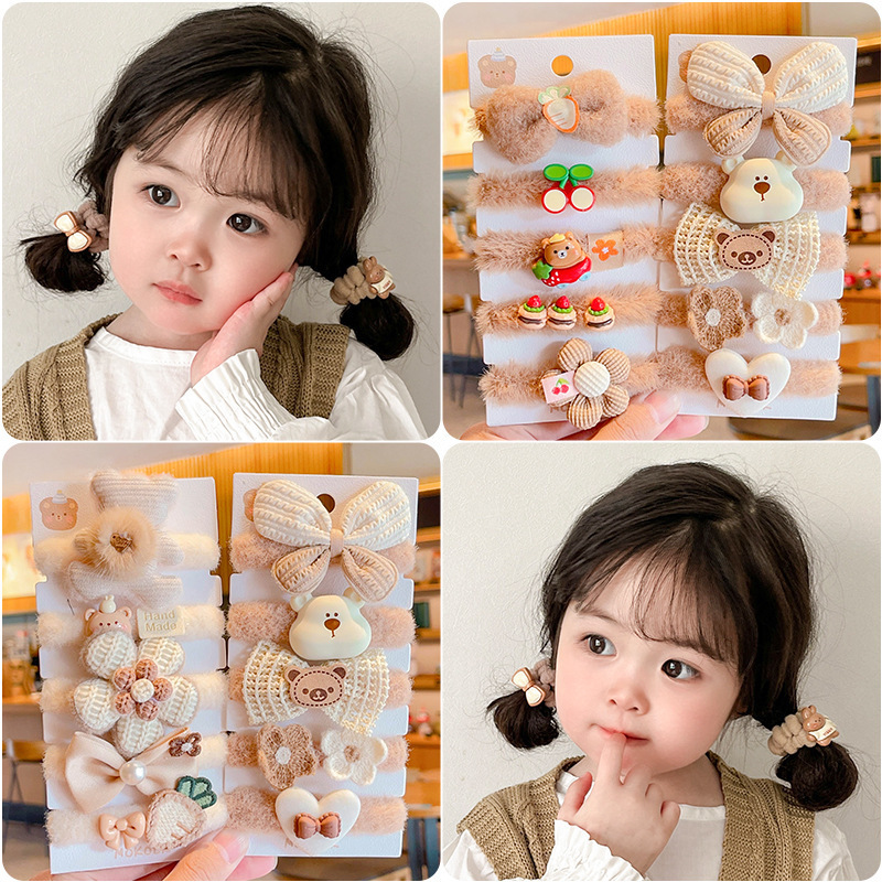 Los niños no lastiman el Pelo elástico banda de goma lindo bebé corbata accesorios para el cabello Niña de dibujos animados de peluche anillo de pelo tocado