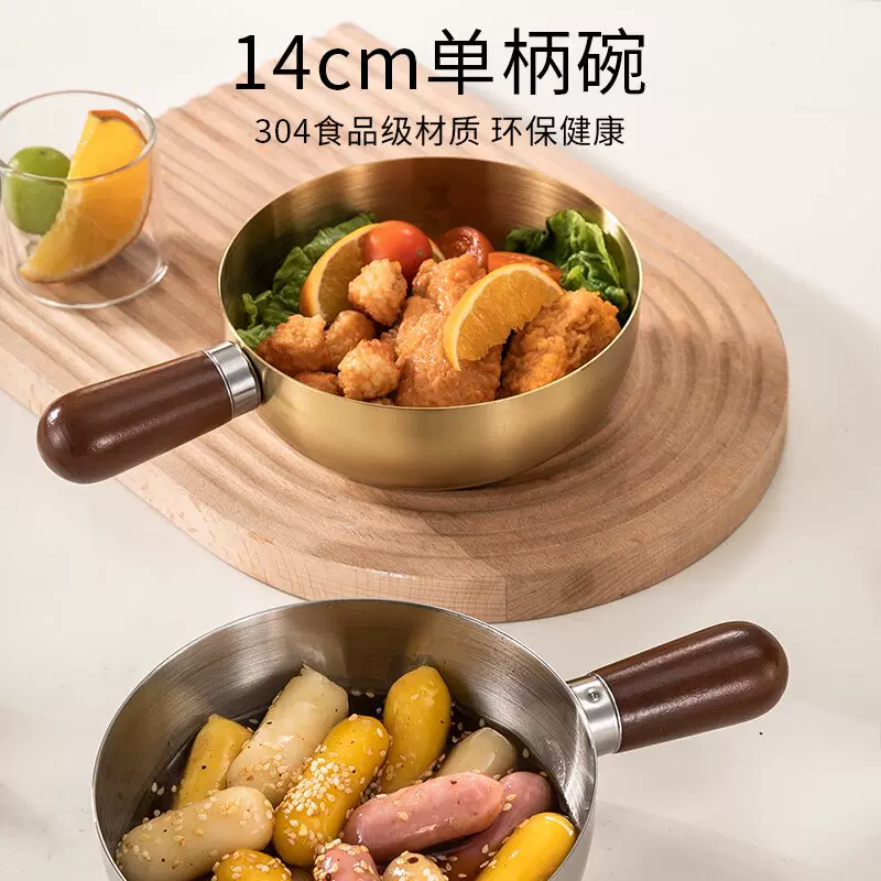 跨境代发304不锈钢宝宝碗带手柄防摔加厚幼儿园儿童餐具婴儿辅食