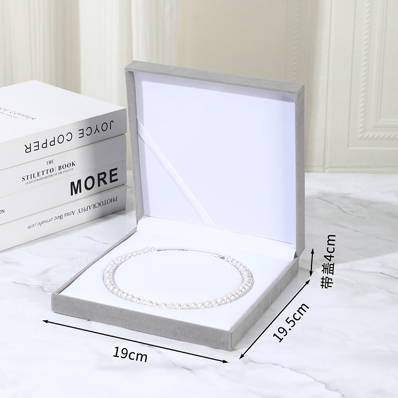 라이트 그레이 벨벳 [18.5*19*4cm] 진주 목걸이 상자