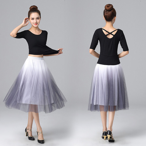 Modern square dance clothing new mesh gradient skirt basic training ballet training clothing adult dance performance clothing