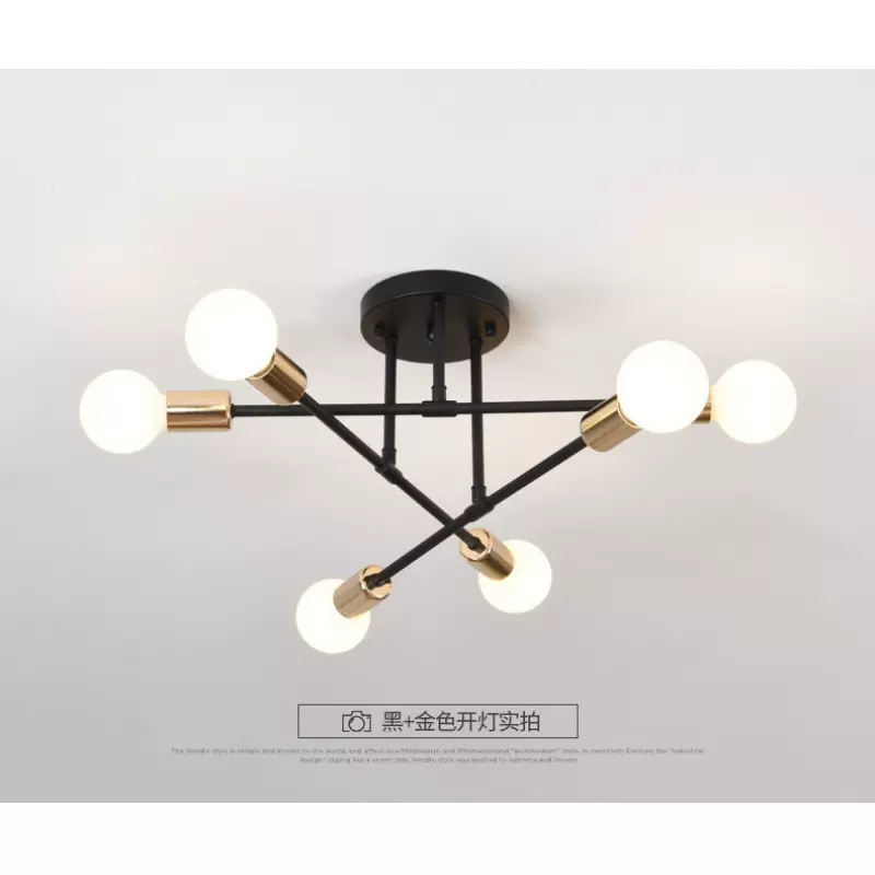 北欧卧室吸顶灯多头现代简约房间客厅灯创意蜘蛛铁艺枝型吊灯批发