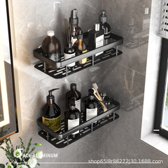 CoLoMun Hole Punch Suction Cup Bathroom Shelf Black Space Aluminum Bathroom Shelf Shower Gel Storage Shelf