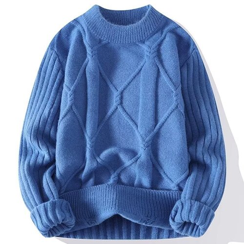 Soft and Chewy Men's Autumn/Winter Trend Brand twisted yarn sweater round neck warm inner wear for adolescents loose knit sweater for men