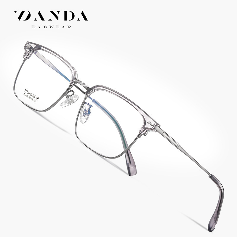 Nuevo marco de gafas de cejas de titanio puro F51108 moda hombres y mujeres con el mismo modelo espejo plano pequeño libro rojo marco de gafas retro