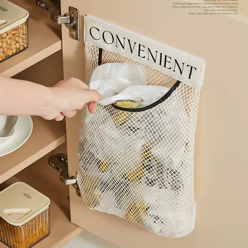 Bolsa de plástico de velcro de cocina, bolsa de basura, bolsa de almacenamiento, bolsa colgante de artículos diversos de gran capacidad, bolsa de almacenamiento transpirable, dios de almacenamiento