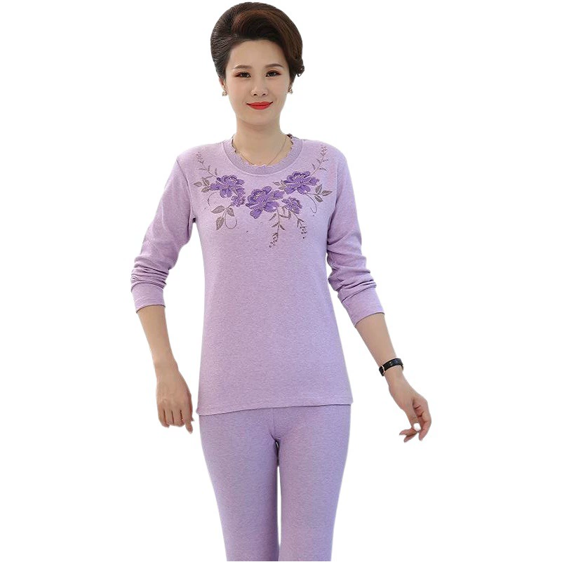 Осенняя одежда для среднего и пожилого возраста, длинные брюки, старый хлопковый свитер, женское тонкое термобелье, костюм, свитер, брюки для матери