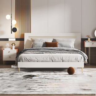 Palm Pearl Light Luxury Bed Master Bedroom 1.8 m Simple Paint Plate Double Bed Modern 1.5 High Box Bed Storage MZ