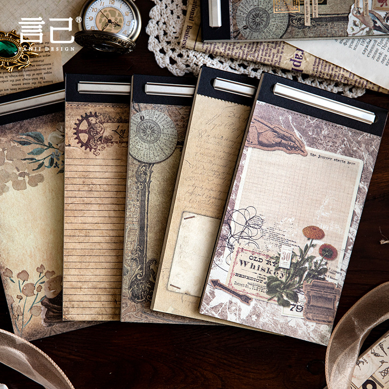 Yan Ji Pai Paper Book Rhodes Notes Series Vintage Note Book DIY Material Decoration Base Sticker 50 pieces in 5 styles