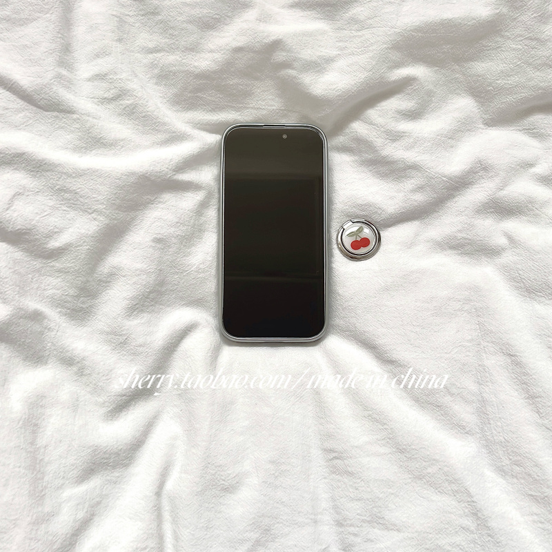 SHERRY*ins 風電メッキ シルバーエッジ ブルーベース レッドチェリー 優しい Apple 16ProMax 携帯電話ケースに適しています|undefined