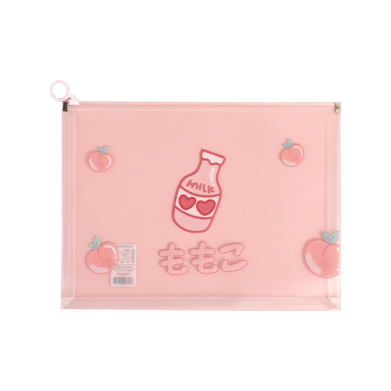 Bolsa de archivo de dibujos animados transparente de PVC A4 Oficina Documento Portátil Bolsa de cordón bolsa de archivo de estudiante de secundaria al por mayor