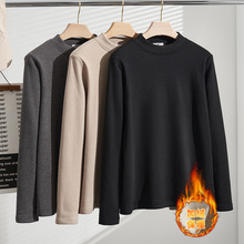 秋冬新款胖mm200斤大码女装内搭加绒加厚半高领T恤打底衫S5585