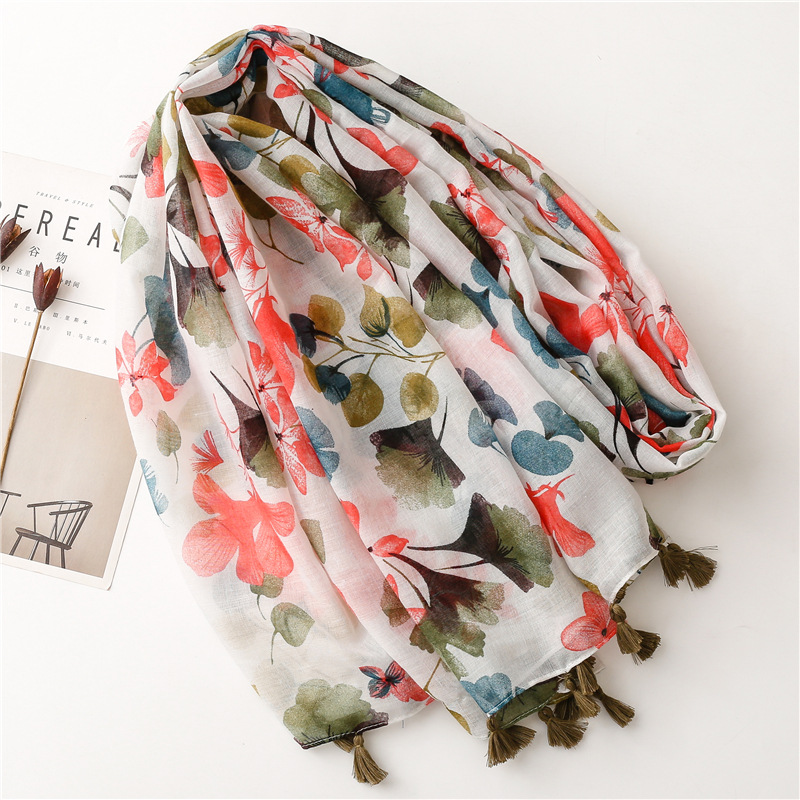 Femmes Mode Fleur Voile Foulards De Soie display picture 4