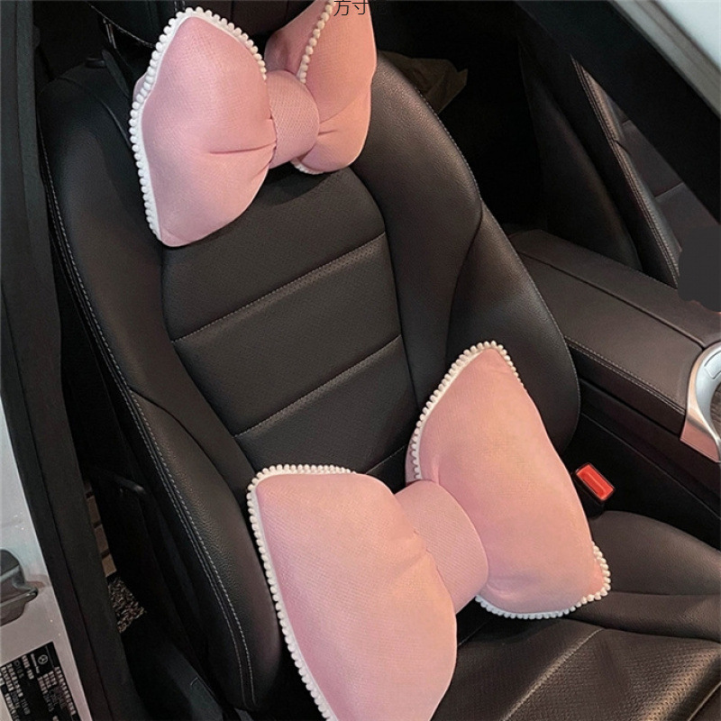 자동차 머리 받침 허리 베개 자동차 목 베개 자동차 좌석 허리 베개 귀여운 활 허리 베개 자동차 베개