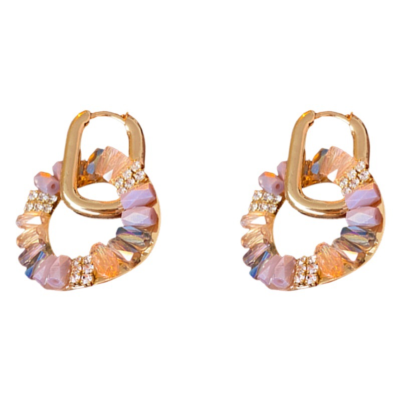 Zircon círculo de aretes estilo barroco retrógrado personalidad creativa aretes de estilo lujoso ligero aretes al por mayor