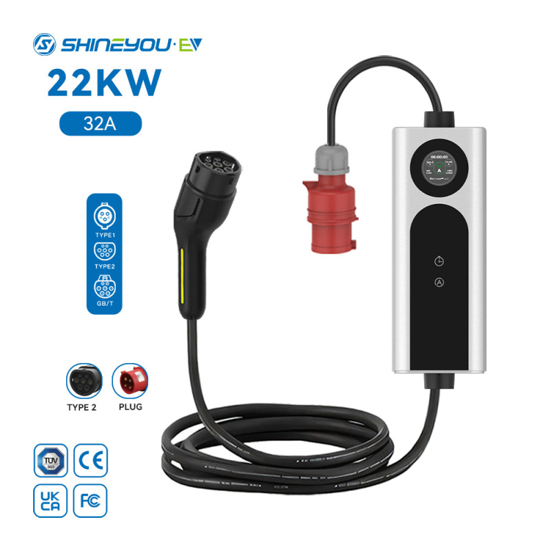 European Standard 22Kw On-Board Charger for Home Use, 32A New Energy Vehicle Ac Charging Gun, Charging Station with Aviation Adapter