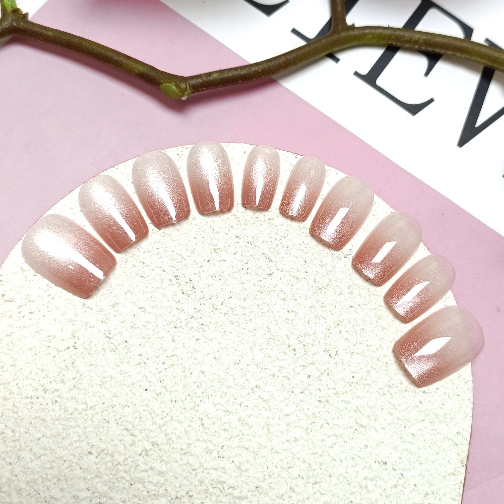 10 piezas de código dividido moda de uñas de vestir hechas a mano degradado polvo ojo de gato uñas uñas al por mayor pegatinas de uñas simples y suaves image 5