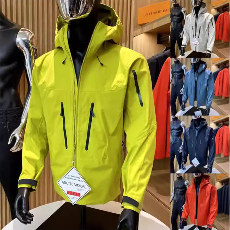 Alfa climbing series! Outdoor Full Pressure Glue Underarm Zipper Anti-Rainstorm Hard Shell Ski Charge Jacket Coat