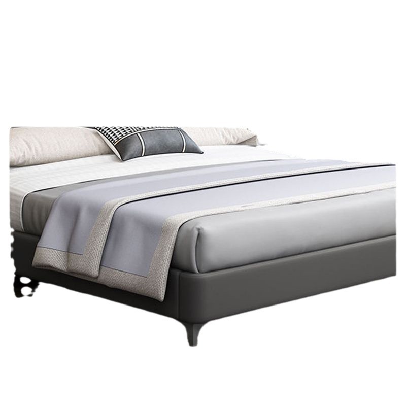 Cama de cuero minimalista italiana nórdica dormitorio principal atmósfera de gama alta cama doble de 1.8m madera maciza cama de matrimonio