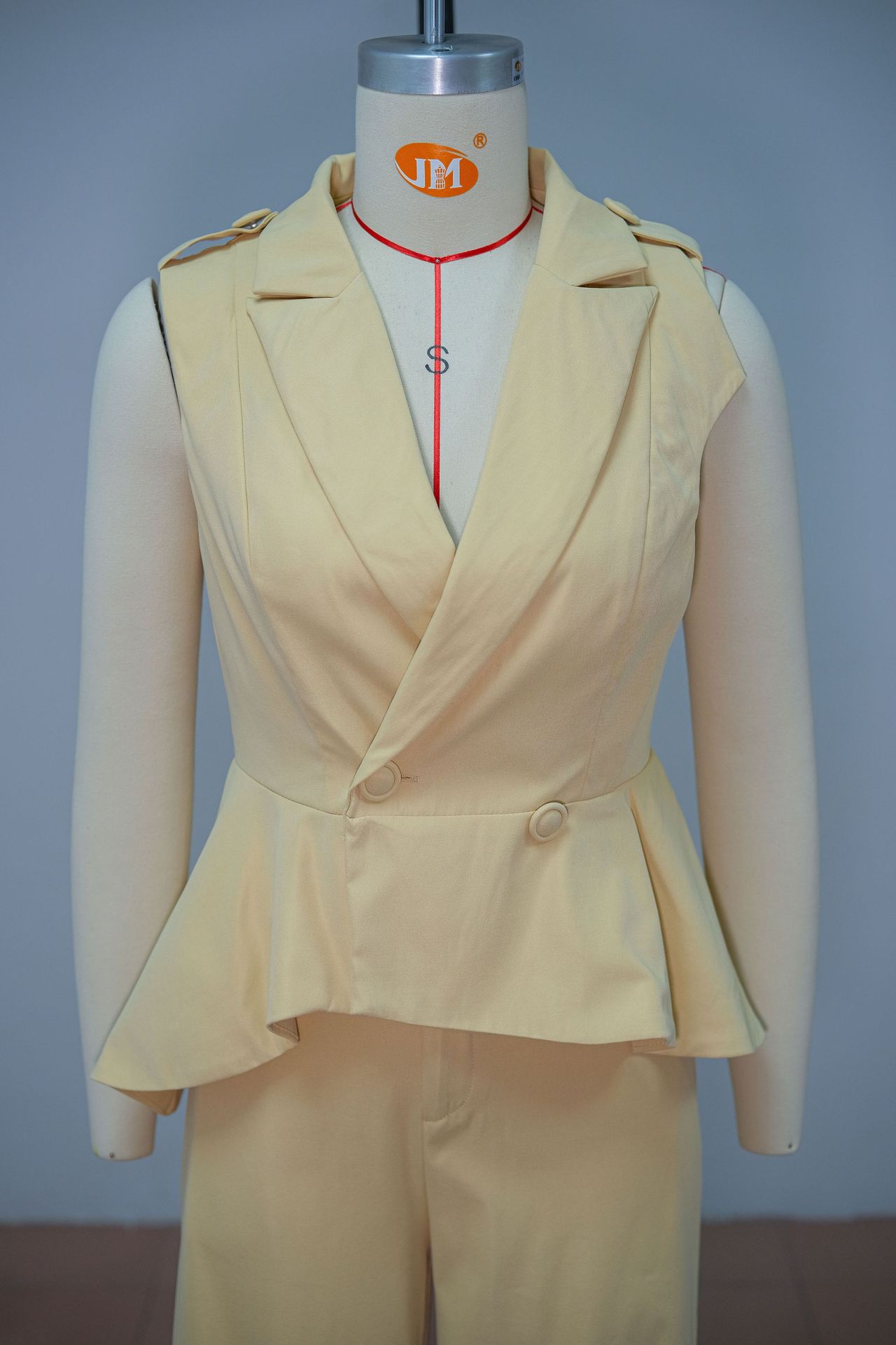 Women's Summer Fashion V Neck Button Up Ruffled Wide Leg Pants Set Solid Color American Style_ecoleips.com