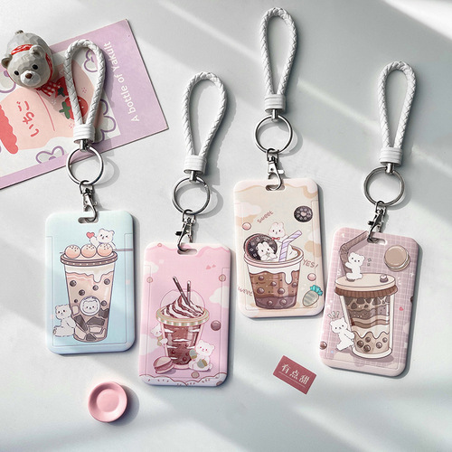 Plastic slider cute bunny cartoon card holder student access card ID card IC card protective cover foreign trade wholesale