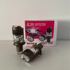 直插式H4双光鱼眼灯小透镜汽车led大灯远光60W近光50W摩托车灯