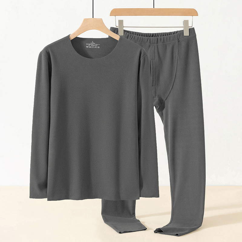 Double-sided velvet thermal underwear men's suit winter seamless cold-proof fever autumn clothes autumn pants round neck long sleeve t-shirt
