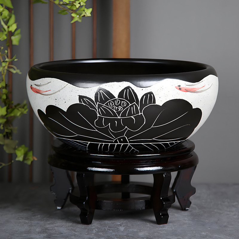 *金魚飼育用景徳鎮陶器大水槽、卸売亀鉢、水耕植物、睡蓮、蓮水槽、卓上飾り|undefined