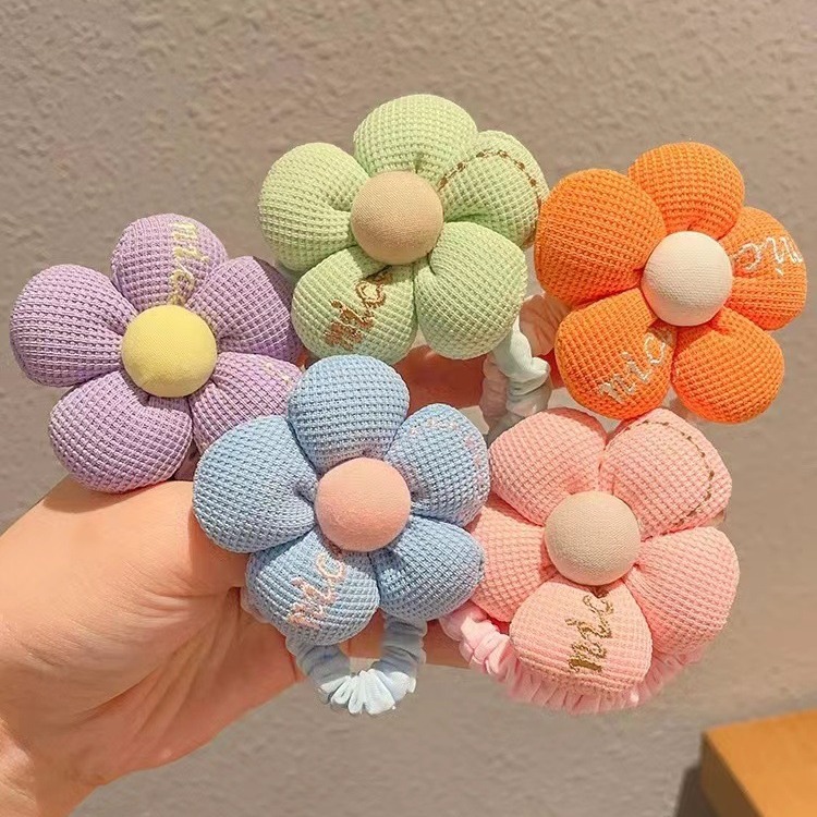 Niños una variedad de flores arco de cabello para niñas atadas bolas anillo de cabello de alta elasticidad duradera no lastimar la banda de cabello para mujeres