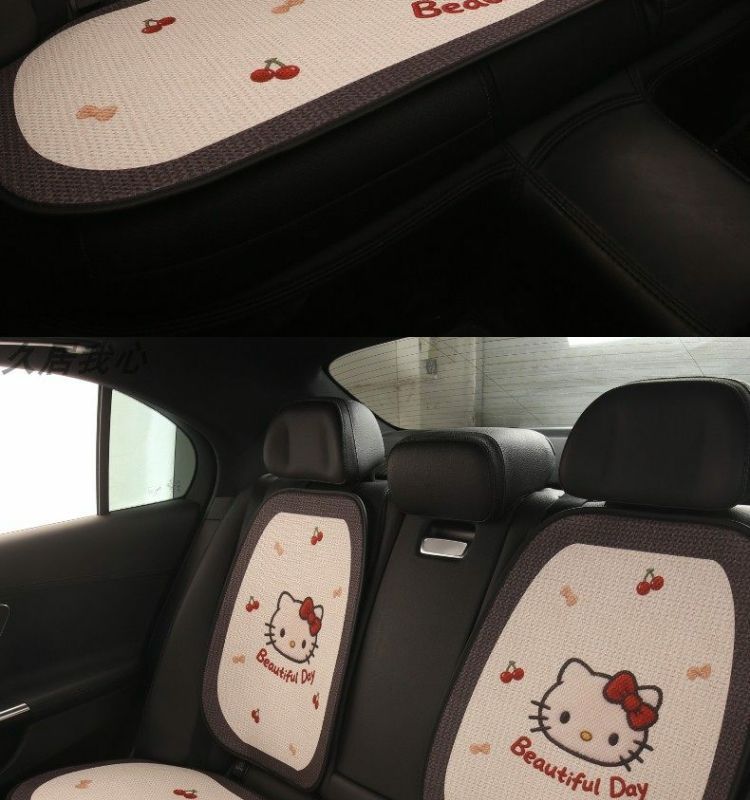 Car Seat Cushion, Universal for All Seasons, Breathable Kt Cat Seat Cushion, New Half-Cover Seat Cover, Cute Cartoon Single-Piece Seat Cover