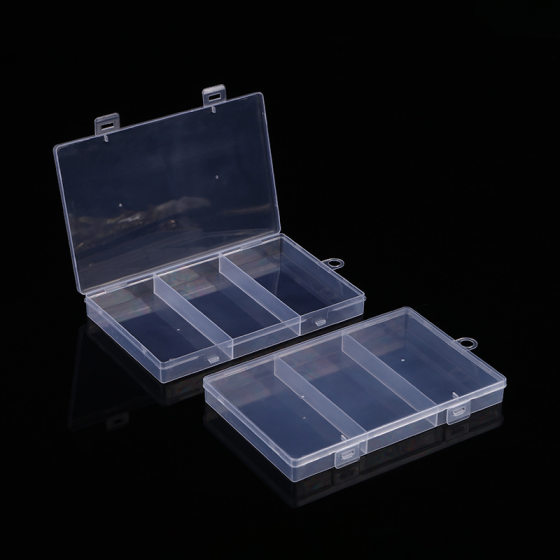 Hardware accessories storage box transparent PP plastic box rectangular covered packaging box parts finishing 3 empty box