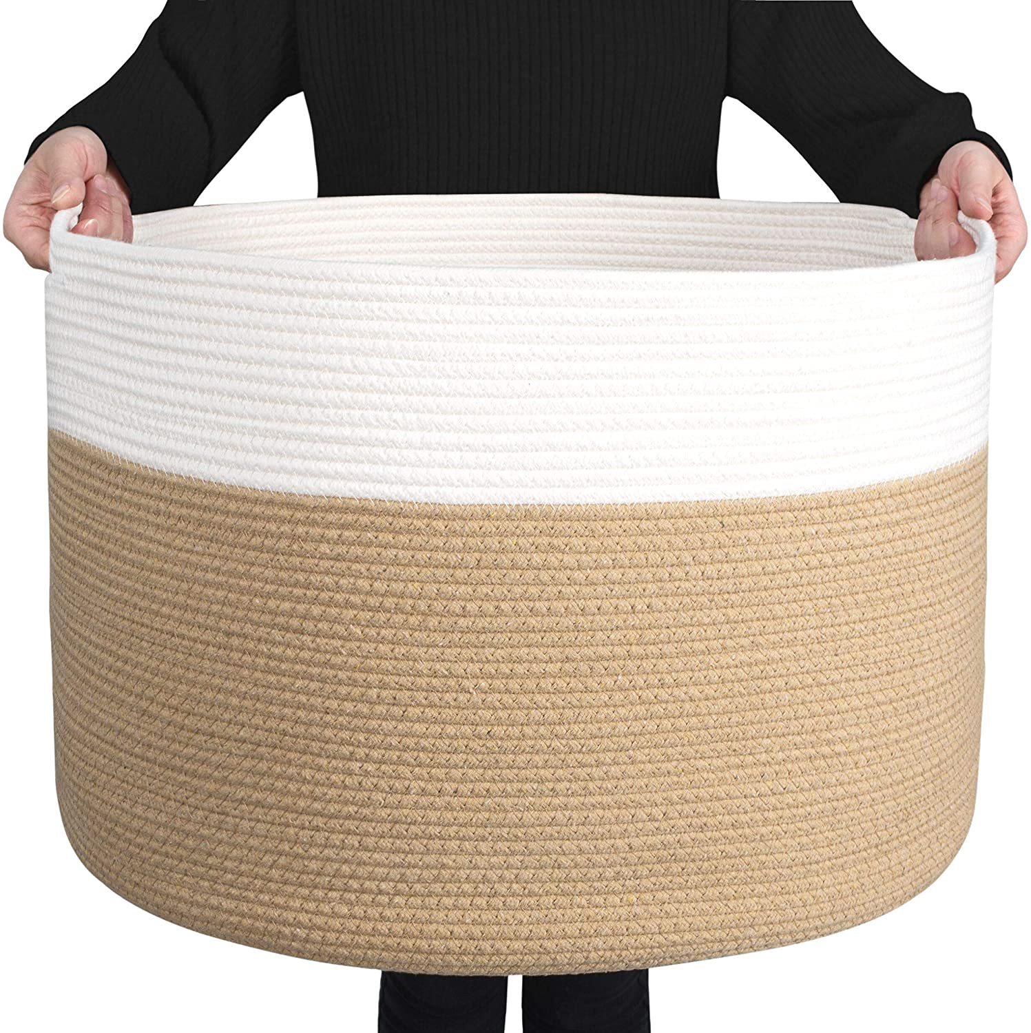 Storage basket woven basket storage basket cotton rope storage sundry wardrobe storage basket storage basket cotton and linen foldable basket