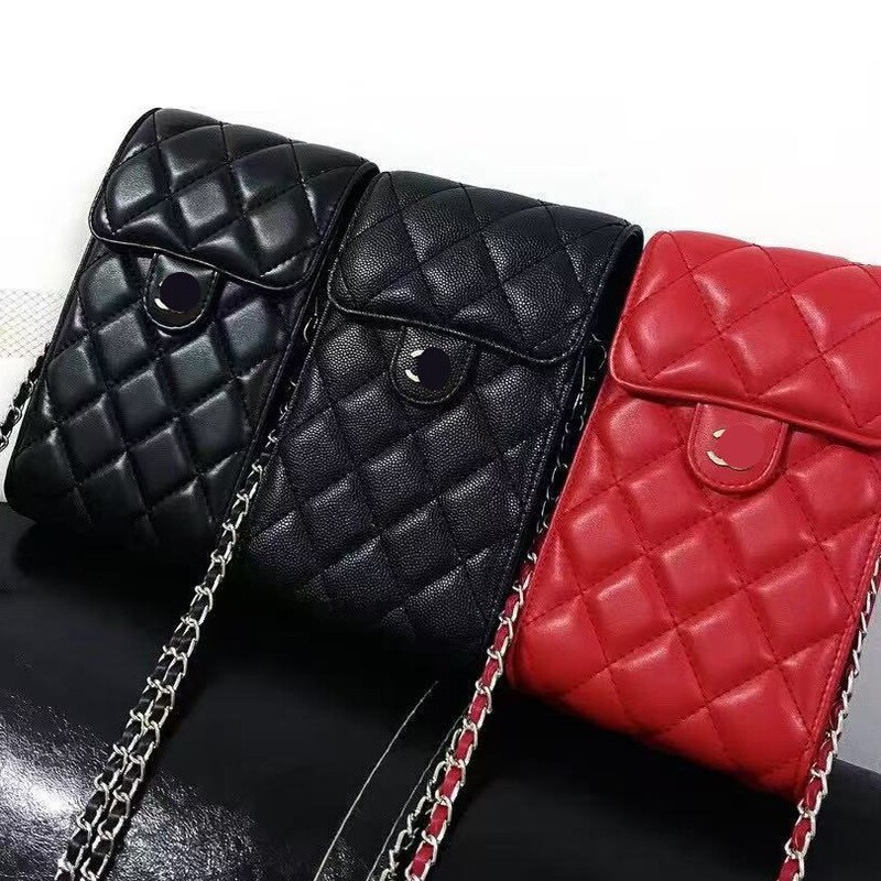 Sheepskin Mobile Phone Bag Silver Bag Women's High-End Small Fragrance Pearl Quilted Chain Bag Mini Crossbody Bag Small Bag