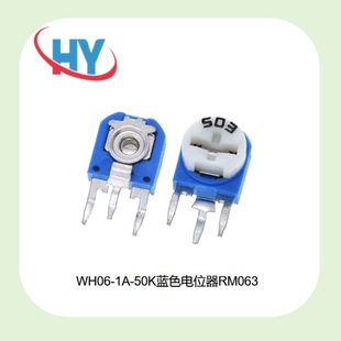 Blue Adjustable Potentiometer Wh06-1A-50K Adjustable Resistor Rm063 Blue and White Vertical Adjustable Potentiometer 6*6
