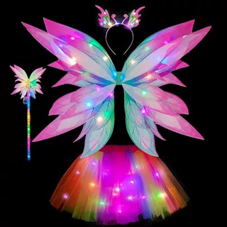 新品花仙子发光翅膀道具精灵背饰公主裙子小魔仙套装女孩节日礼物