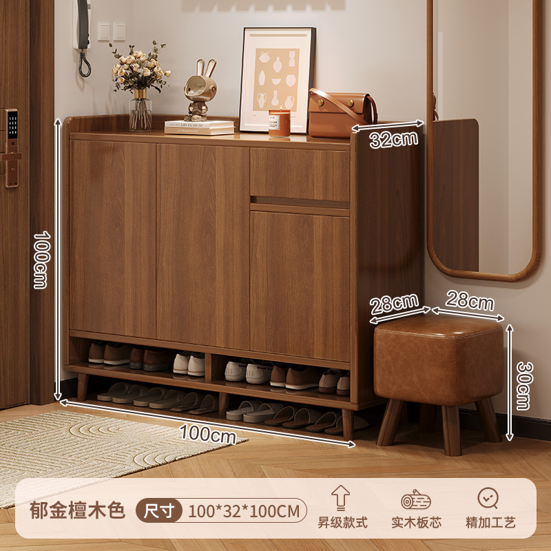Mueble zapatero de madera maciza, nuevo modelo 2024, armario de almacenamiento para la entrada del hogar, estante de almacenamiento interior integrado para montar en la pared. image 15