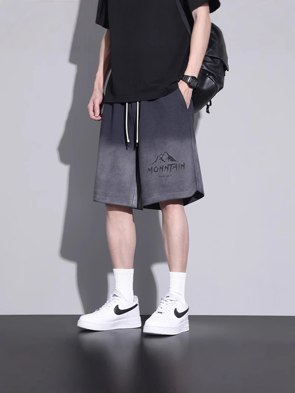 カジュアルパンツ男性大サイズ300斤夏の薄いファッションブランド運動中ズボンアメリカグラデーション外着5分ズボン|undefined