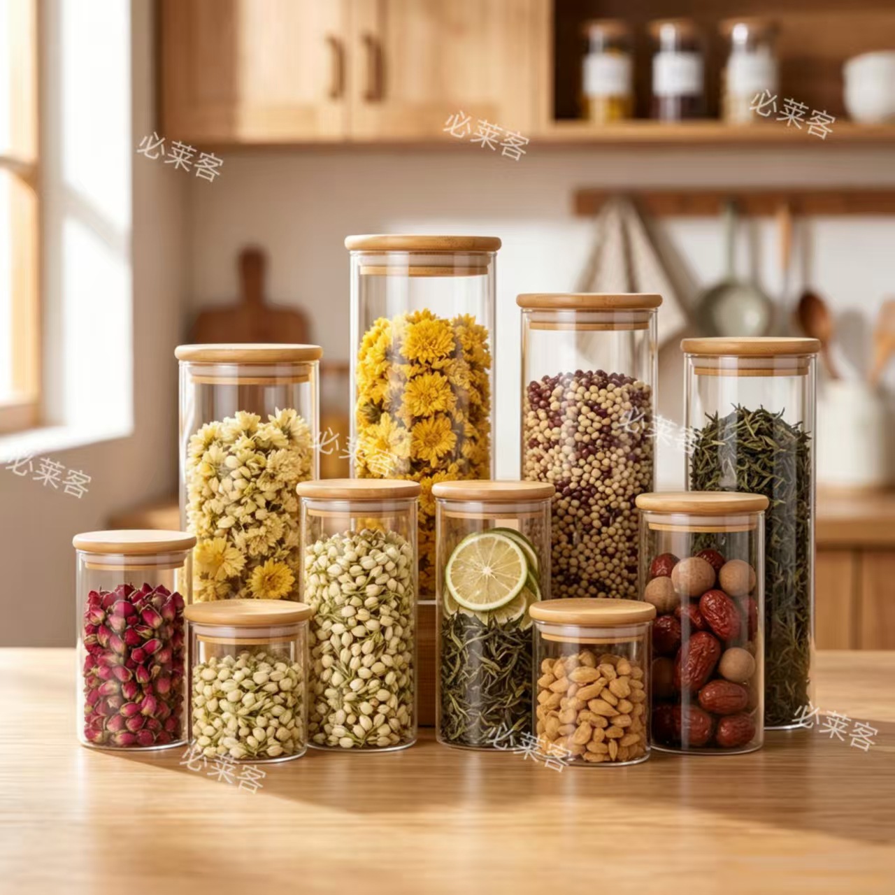 Tanque de vidrio sellado de grado alimenticio latas de té domésticas granos a prueba de humedad almacenamiento de bocadillos transparentes botellas vacías almacenamiento frascos