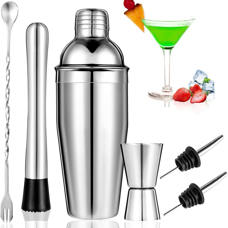 Cross-Border Stainless Steel Bartender Set Six-Piece Set 750ml Shaker Cup Three-Stage Bartender Complete Set of Tools