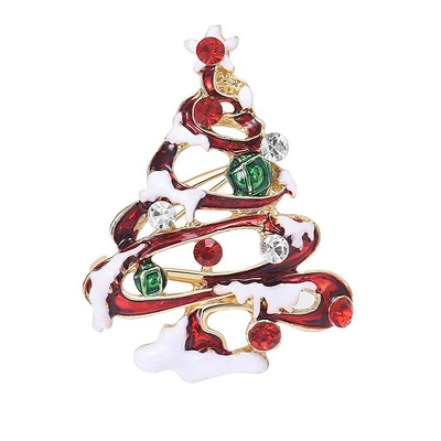 European and American Fashion Alloy Yaxa sancaqları - xz4886b-red-christmas-tree