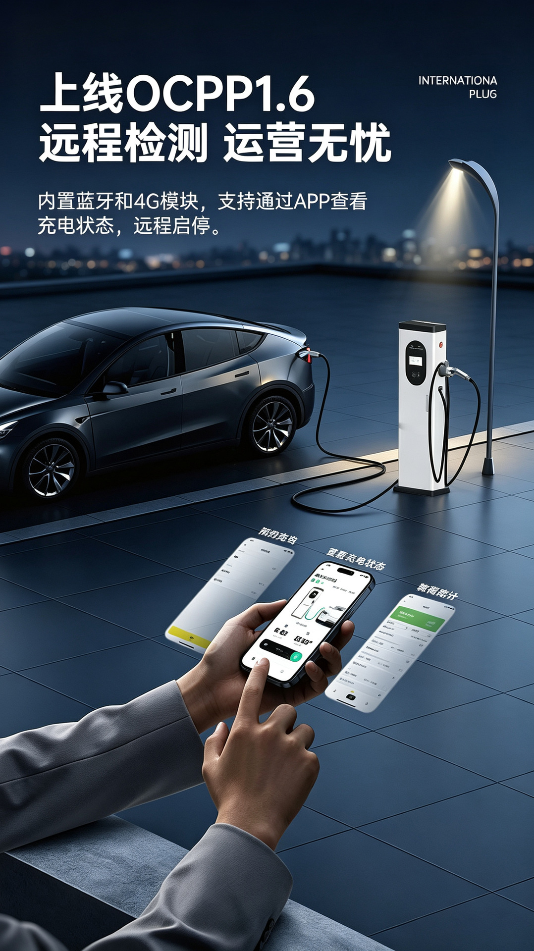 22kW car charging station, floor-mounted AC charger, AC220V/AC380V, national standard electric vehicle smart charging, white